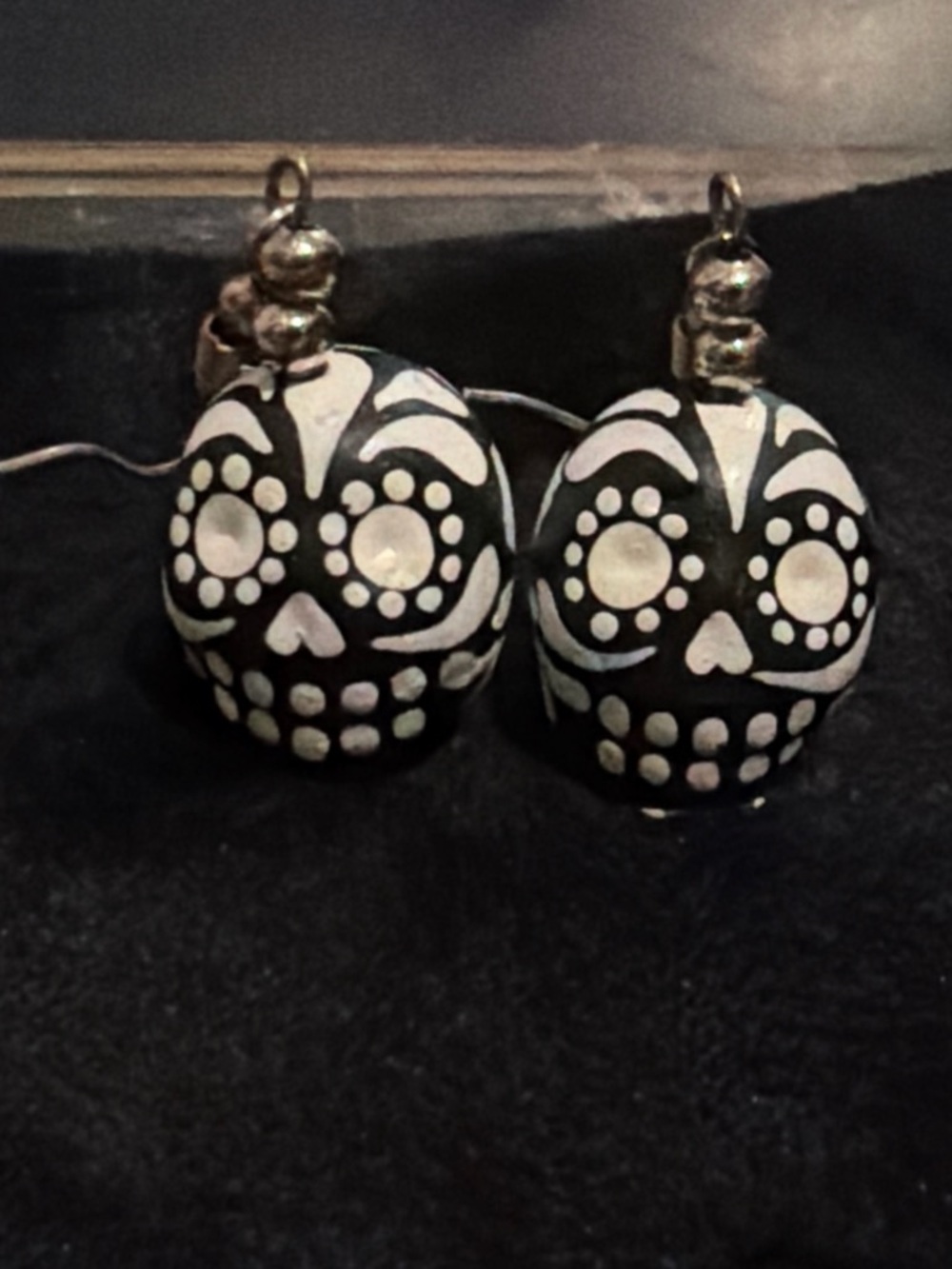 Black & White Skull Drop Earrings